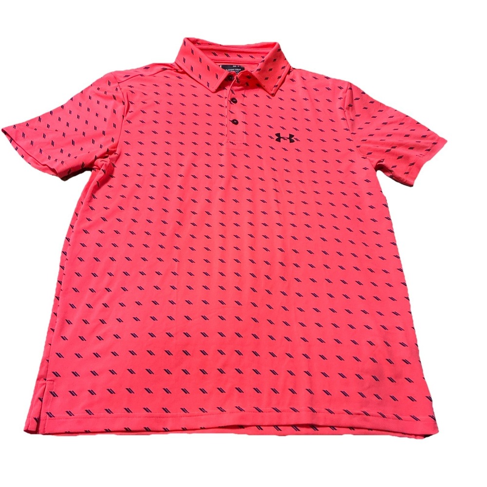 Under Armour Playoff Polo Performance Golf Shirt Hi-Vis Orange Men's Sz SM EUC